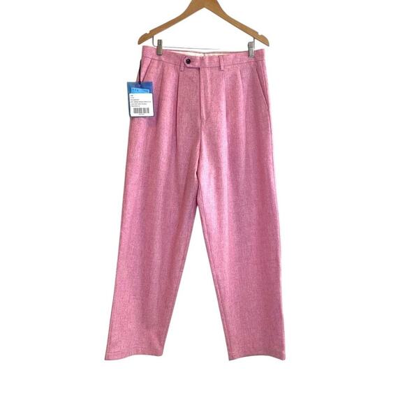 NWT LC23 Shetland Double Pink Wool Trousers Made in Italy Size 48 / 32 Waist - Picture 3 of 9